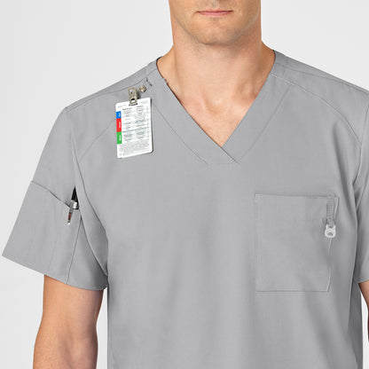 W123 6355 Men's V-Neck Scrub Top Grey Model Image Alternate | Wink