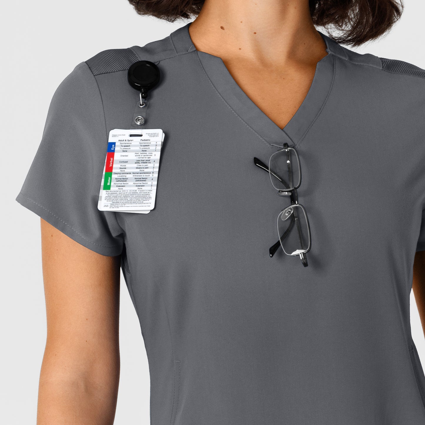 Nova 6432 Flex-n-Reach V-Neck Scrub Top Pewter Model Image Alternate | Wink