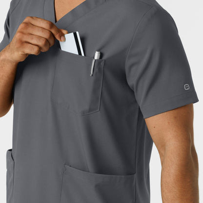 Boundless 6351 Men's Multi Pocket V-Neck Scrub Top Pewter Model Image Alternate | Wink