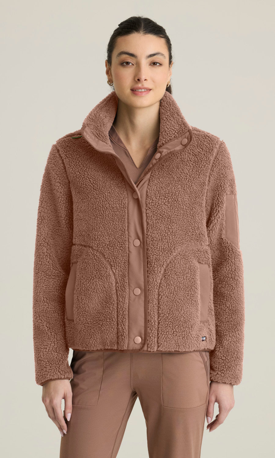 Grey's Anatomy Stretch GRSJ941 Carol Sherpa Jacket Brownstone - front