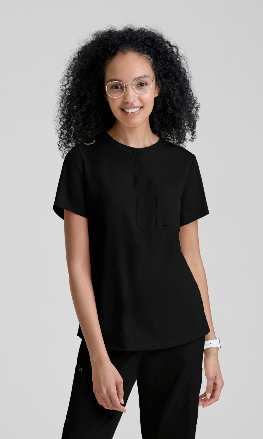Grey's Anatomy Stretch GRST339 Irene Top Black - front
