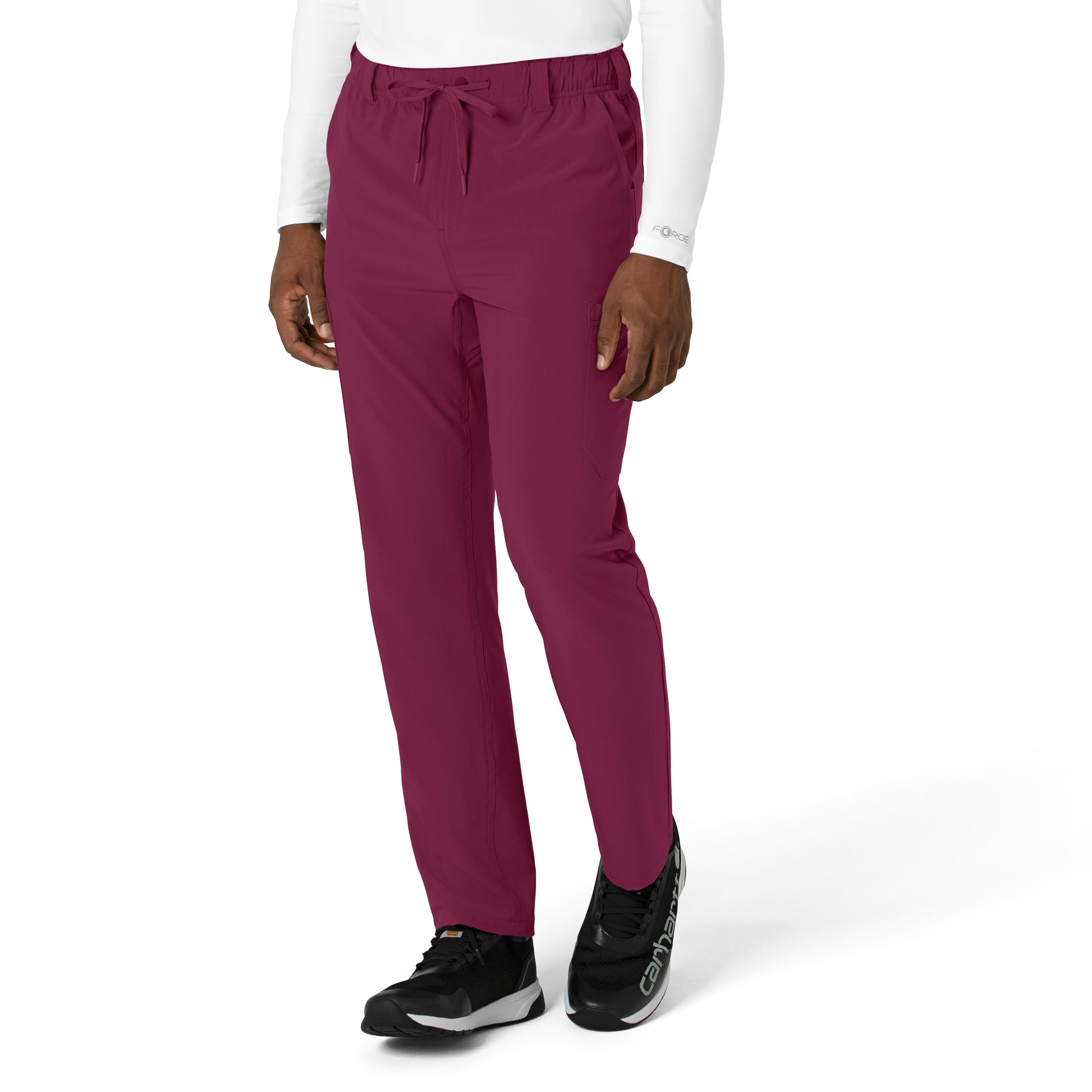 Force Cross-Flex C56410 Men's Straight Leg Scrub Pant Wine Model Image Left Side | Carhartt