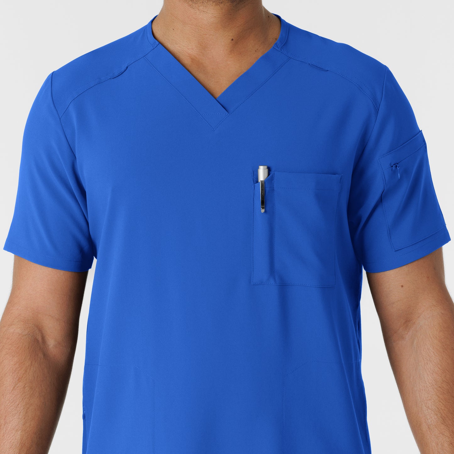 RENEW 6834 Men's V-Neck 5 Pocket Scrub Top Royal Model Image Alternate | Wink