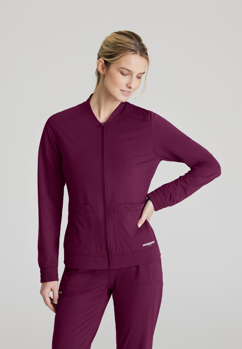 Skechers Slip-Ins Knits SKW919 Contour Knit Scrub Jacket Wine