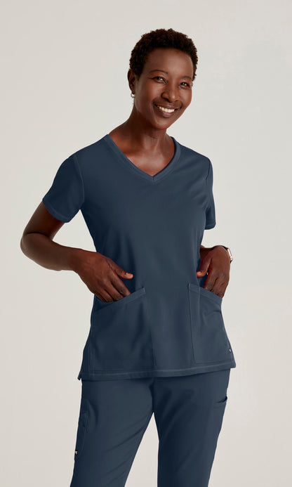 Grey's Anatomy Stretch GRST045 Serena Scrub Top Steel