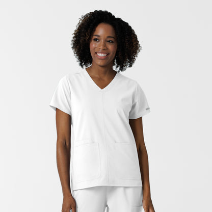 NURTUR 6180 Women's V-Neck Scrub Top White