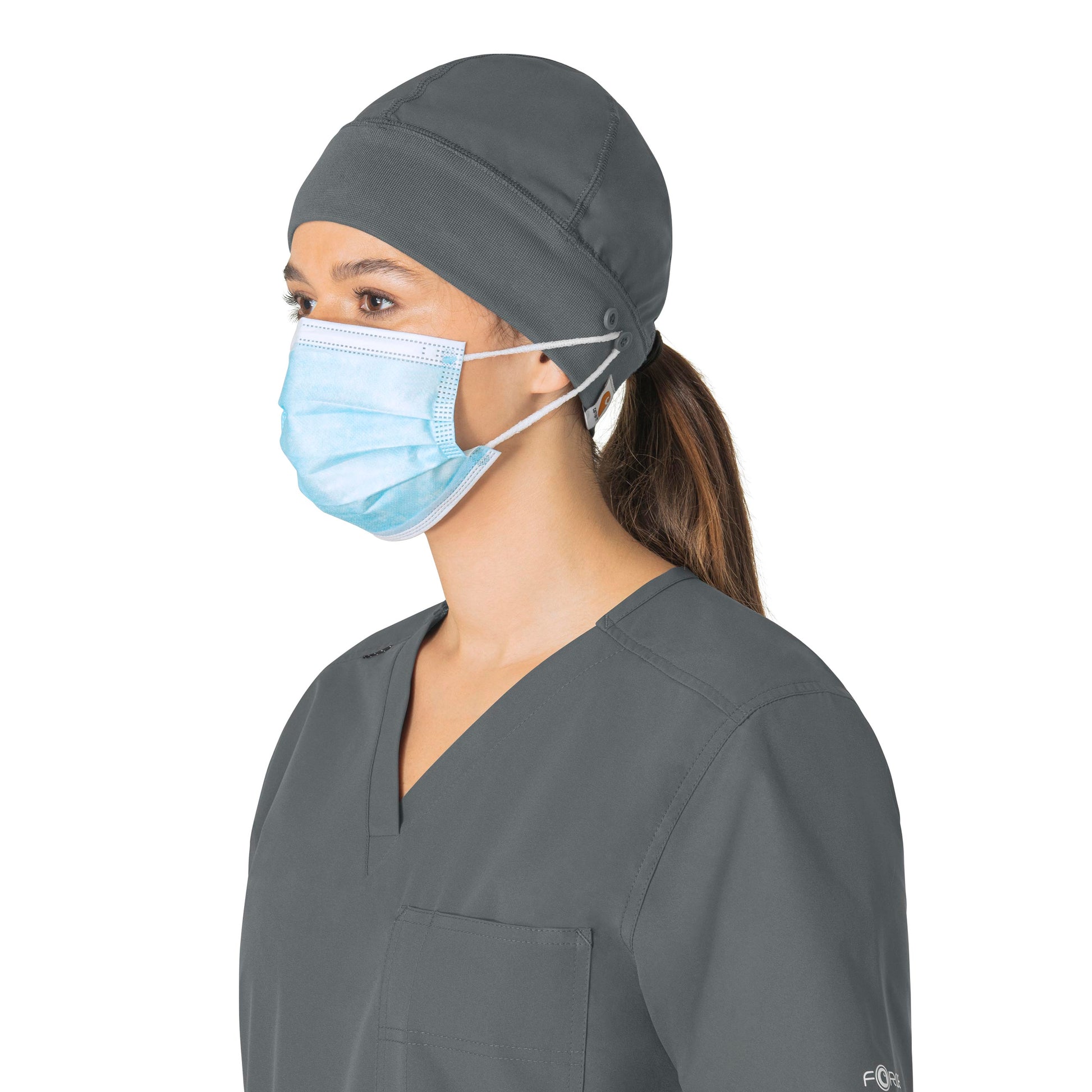 Force Essentials C40013 Unisex Beanie Scrub Cap Pewter Model Image Front | Carhartt