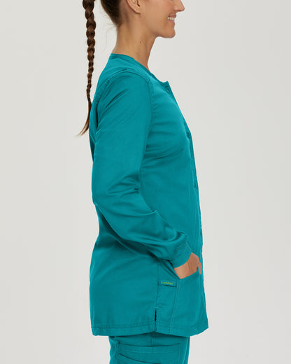 ProFlex 3038 Women's 3 Pocket Warm Up Scrub Jacket Teal Image