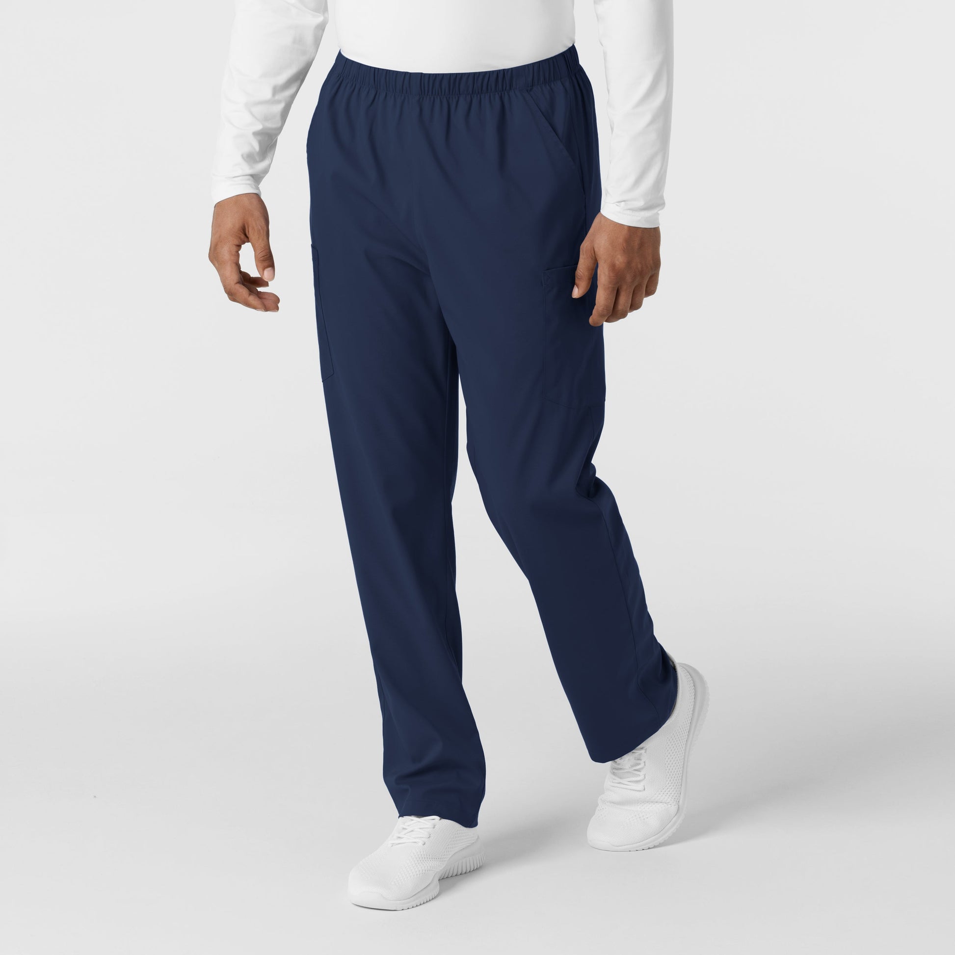 Boundless 5051 Unisex Straight Leg Scrub Pants Navy Model Image Right Side | Wink