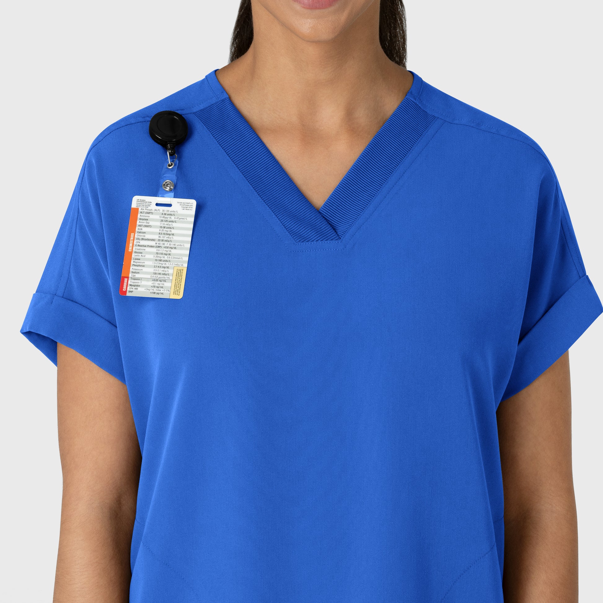 Nova 6232 Drop Shoulder Boxy Scrub Top Royal Model Image Left Side | Wink