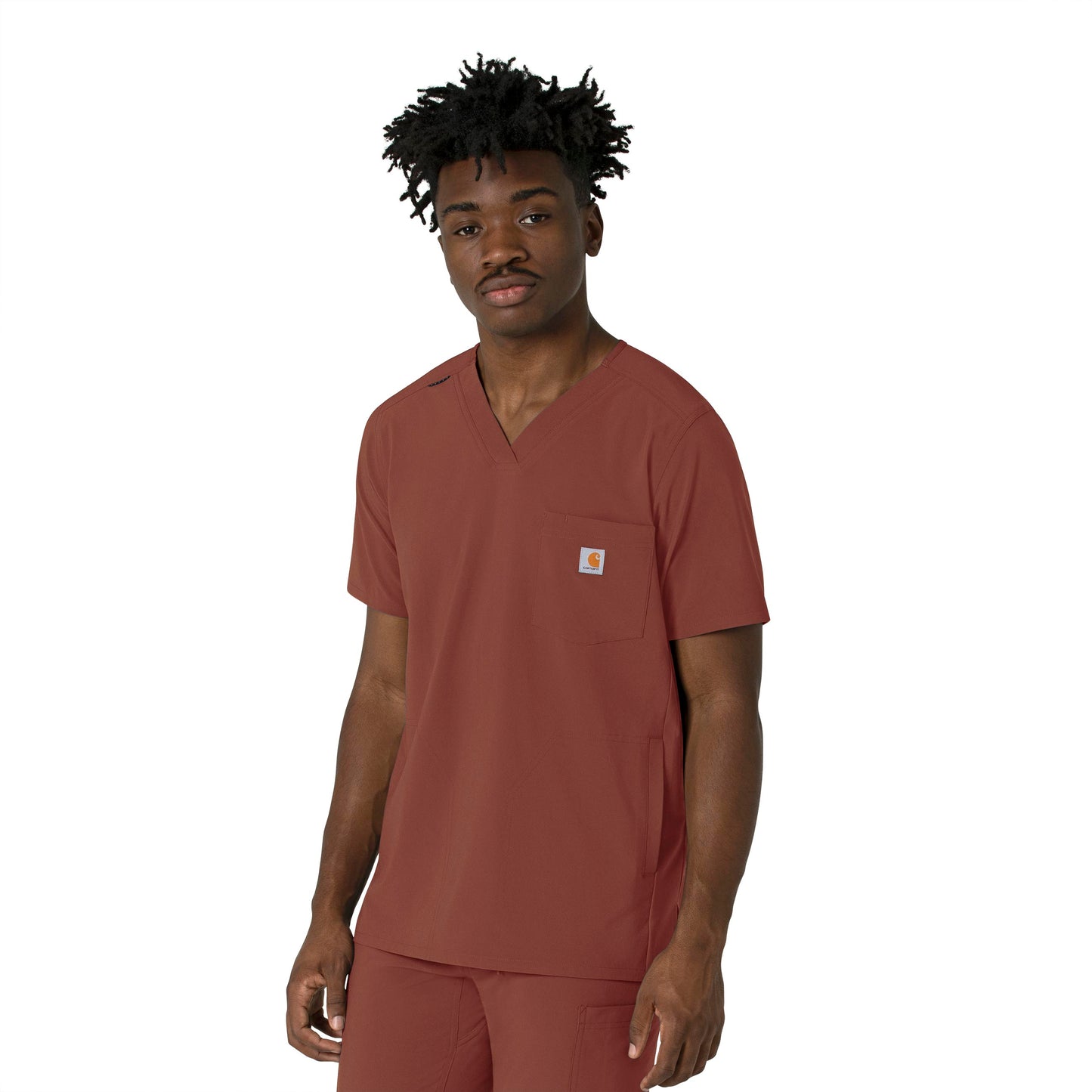 Force Cross-Flex C16410 Men's V-Neck Scrub Top Sable Model Image Right Side | Carhartt