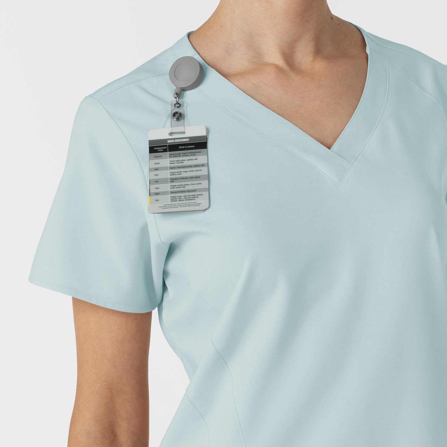 W123 6155 Stylized V-Neck Scrub Top Sky Blue Model Image Alternate | Wink