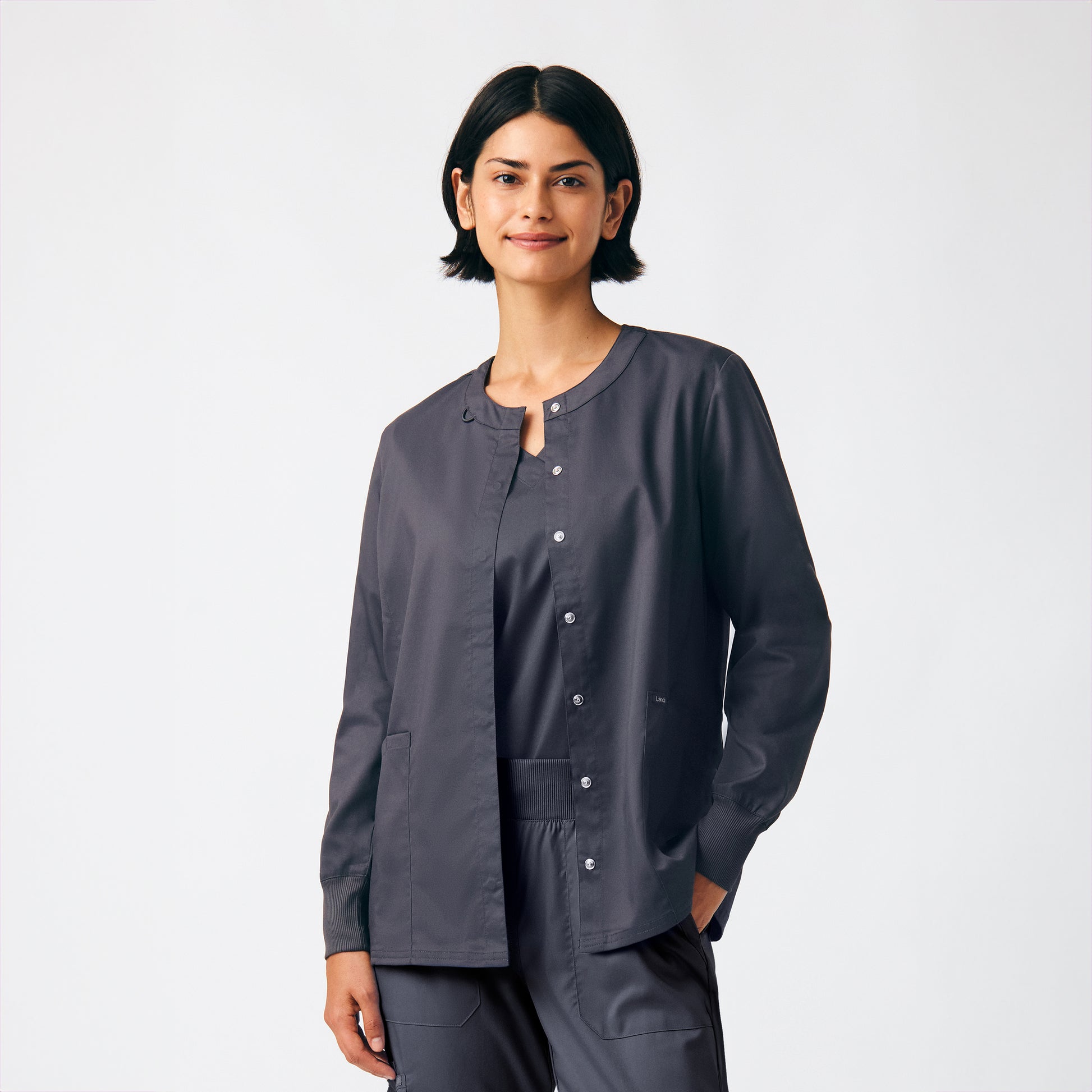 ProFlex LJ706 Women's 3 Pocket Scrub Jacket Graphite Image