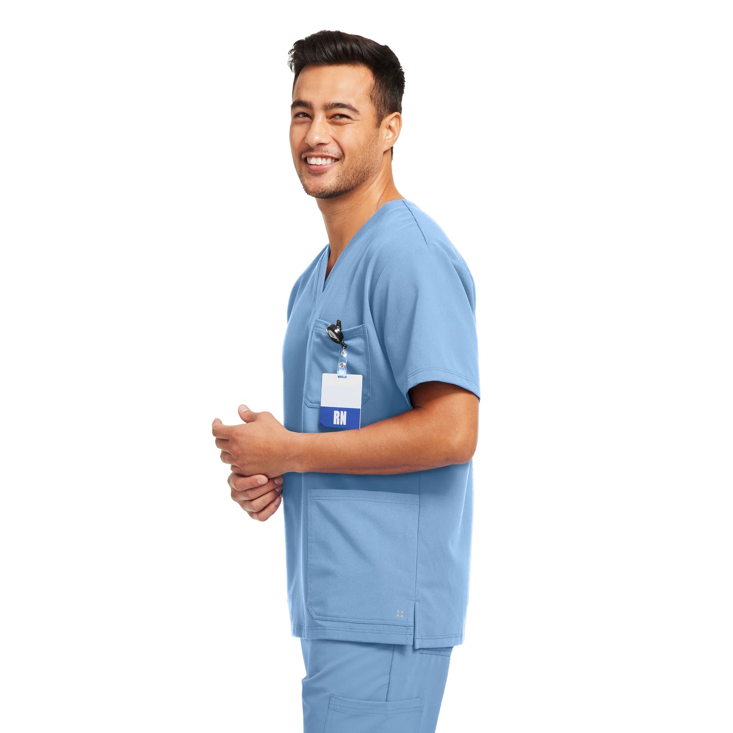 V-Tess WT149 Men's 3 Pocket V Neck Scrub Top Ceil Blue Image