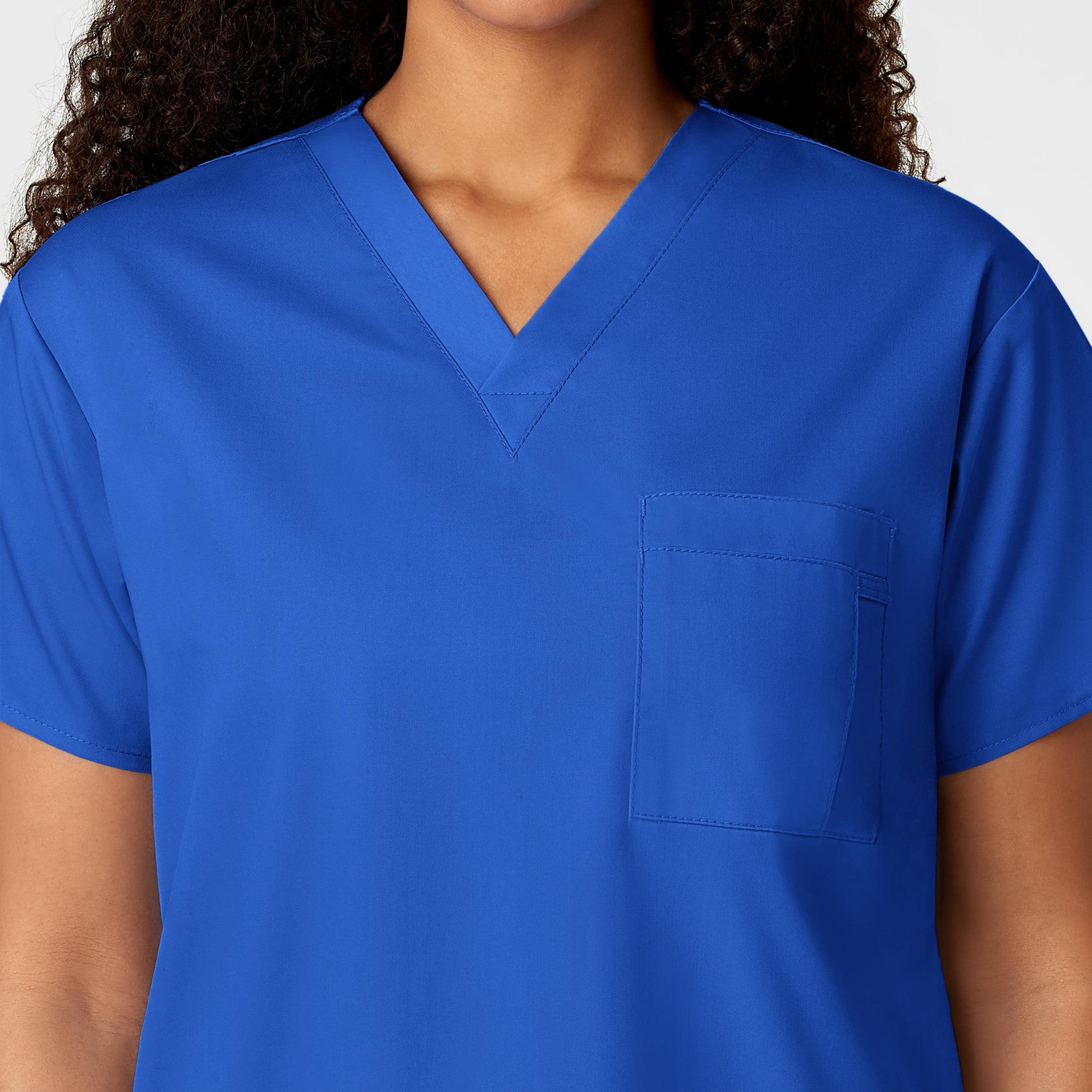 WonderWORK 100 Unisex V-Neck Scrub Top Royal Model Image Alternate | Wink