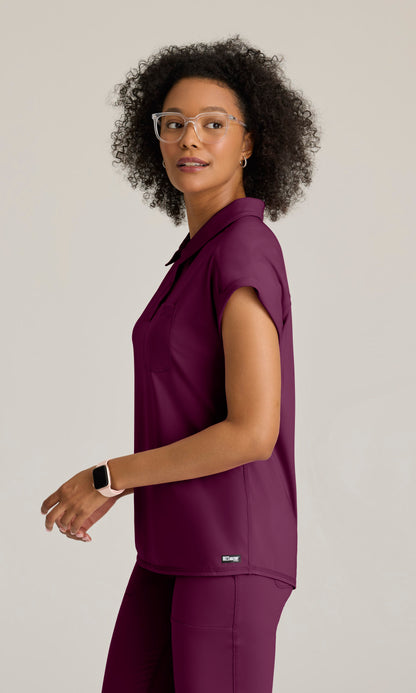 Grey's Anatomy Knits GRST254 Renew Knit Scrub Top Wine