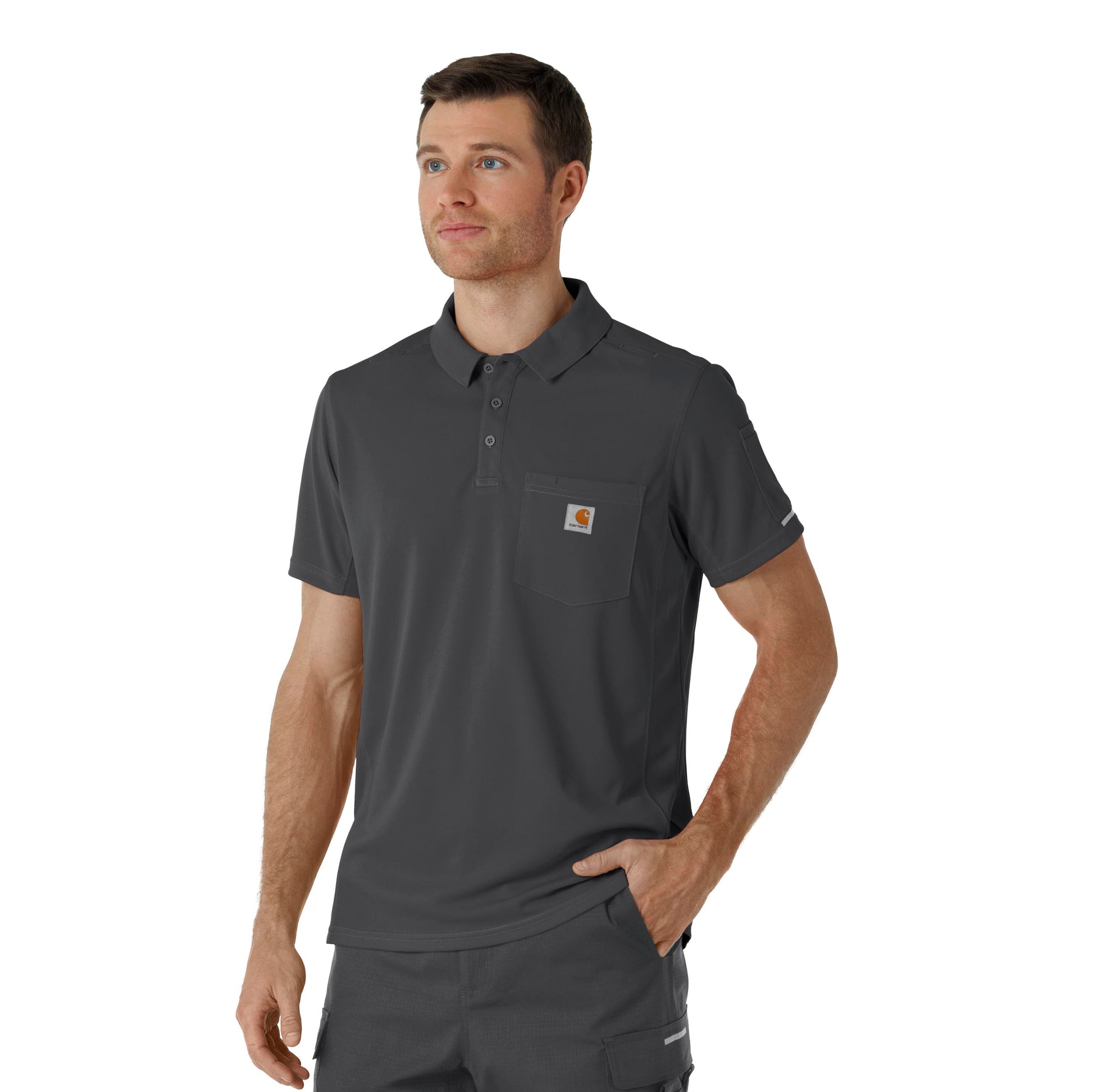 Rugged Flex C16119 Men's Lightweight Short Sleeve Polo Scrub Top Pewter