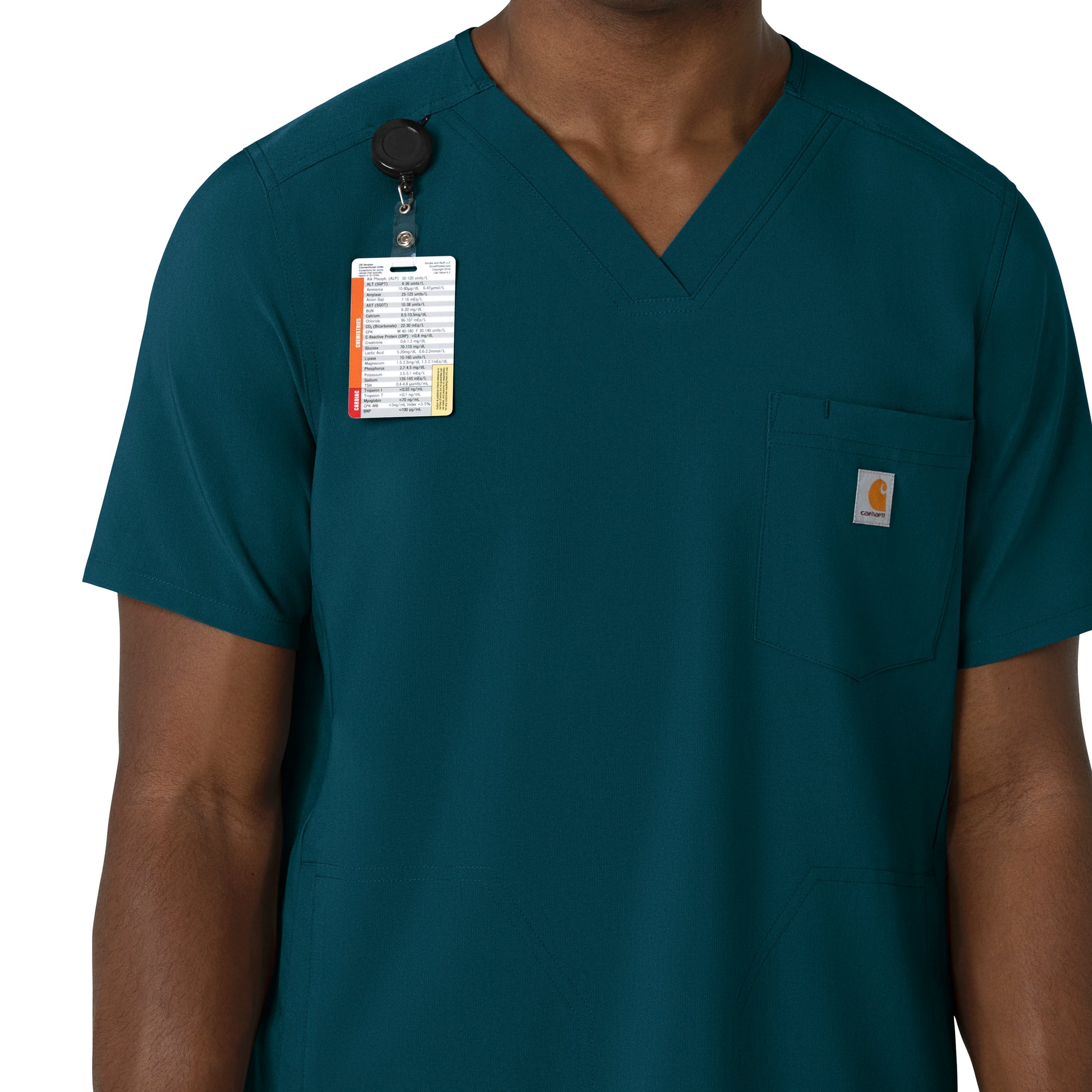 Force Cross-Flex C16410 Men's V-Neck Scrub Top Caribbean Model Image Left Side | Carhartt