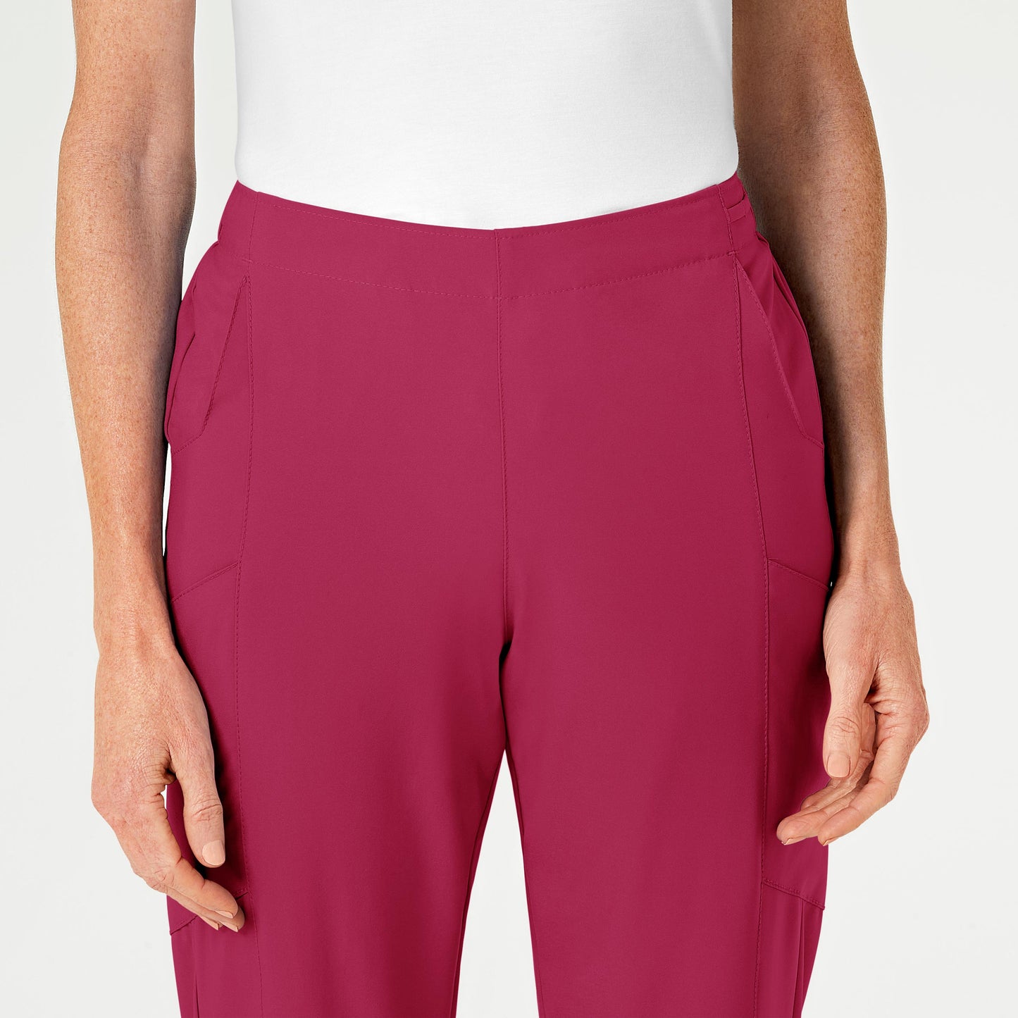 W123 5155 Flat Front Cargo Scrub Pants Viva Magenta Model Image Left Side | Wink