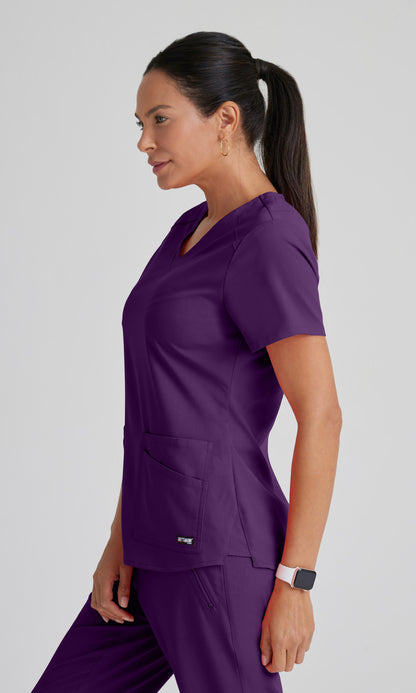 Grey's Anatomy Stretch GRST011 Emma Scrub Top Eggplant