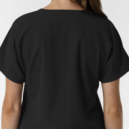 NURTUR 6280 Women's Drop Shoulder Tunic Scrub Top Black