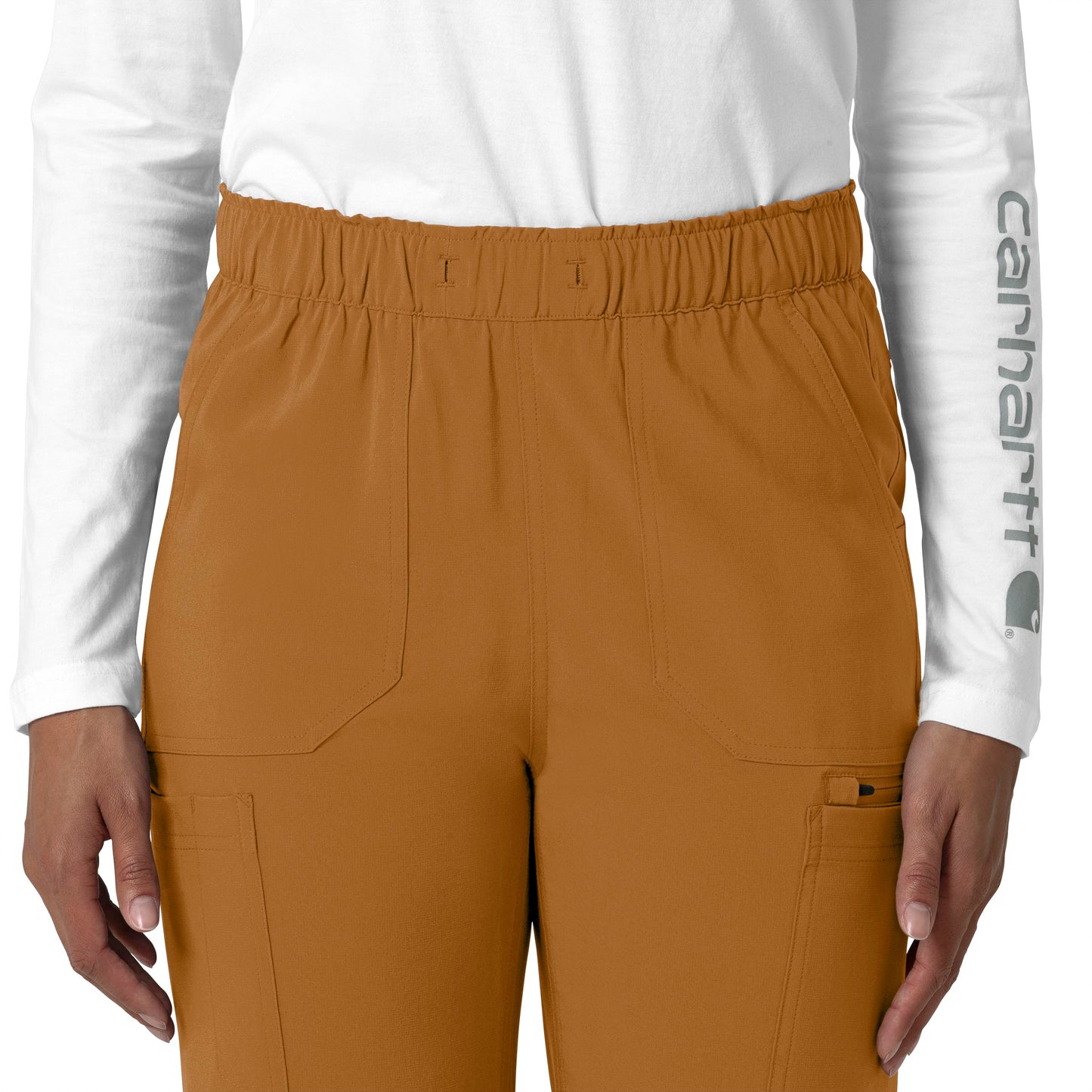 Force Cross-Flex C53210 Straight Leg Cargo Scrub Pants Fox Brown Model Image Left Side | Carhartt