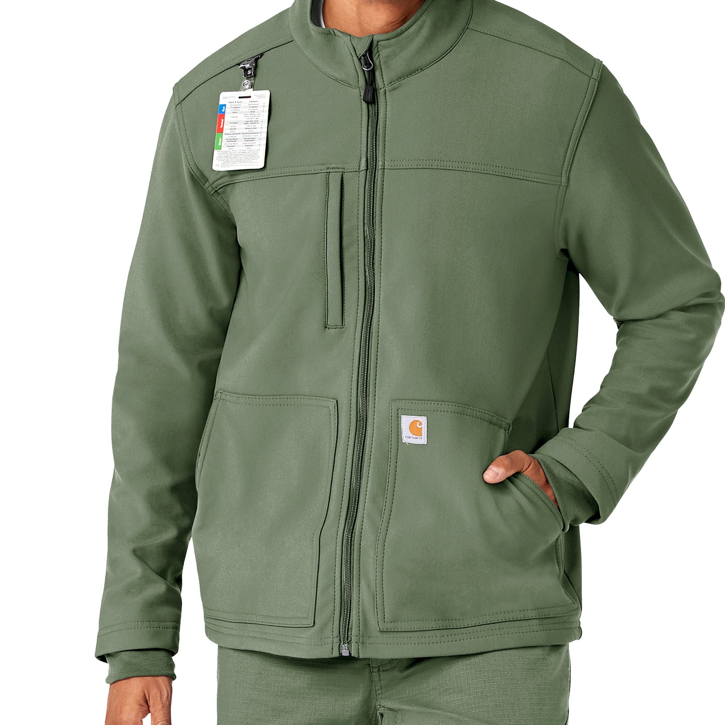 Rugged Flex C80023 Men's Bonded Fleece Jacket Olive Model Image Left Side | Carhartt