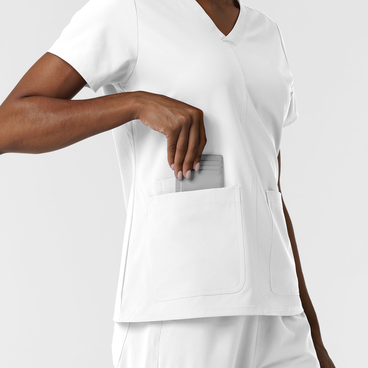 NURTUR 6180 Women's V-Neck Scrub Top White