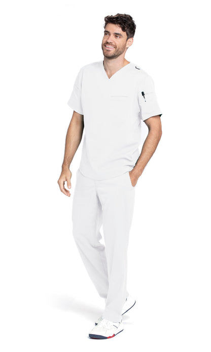 Grey's Anatomy Spandex Stretch GRST009 Wesley Scrub Top White