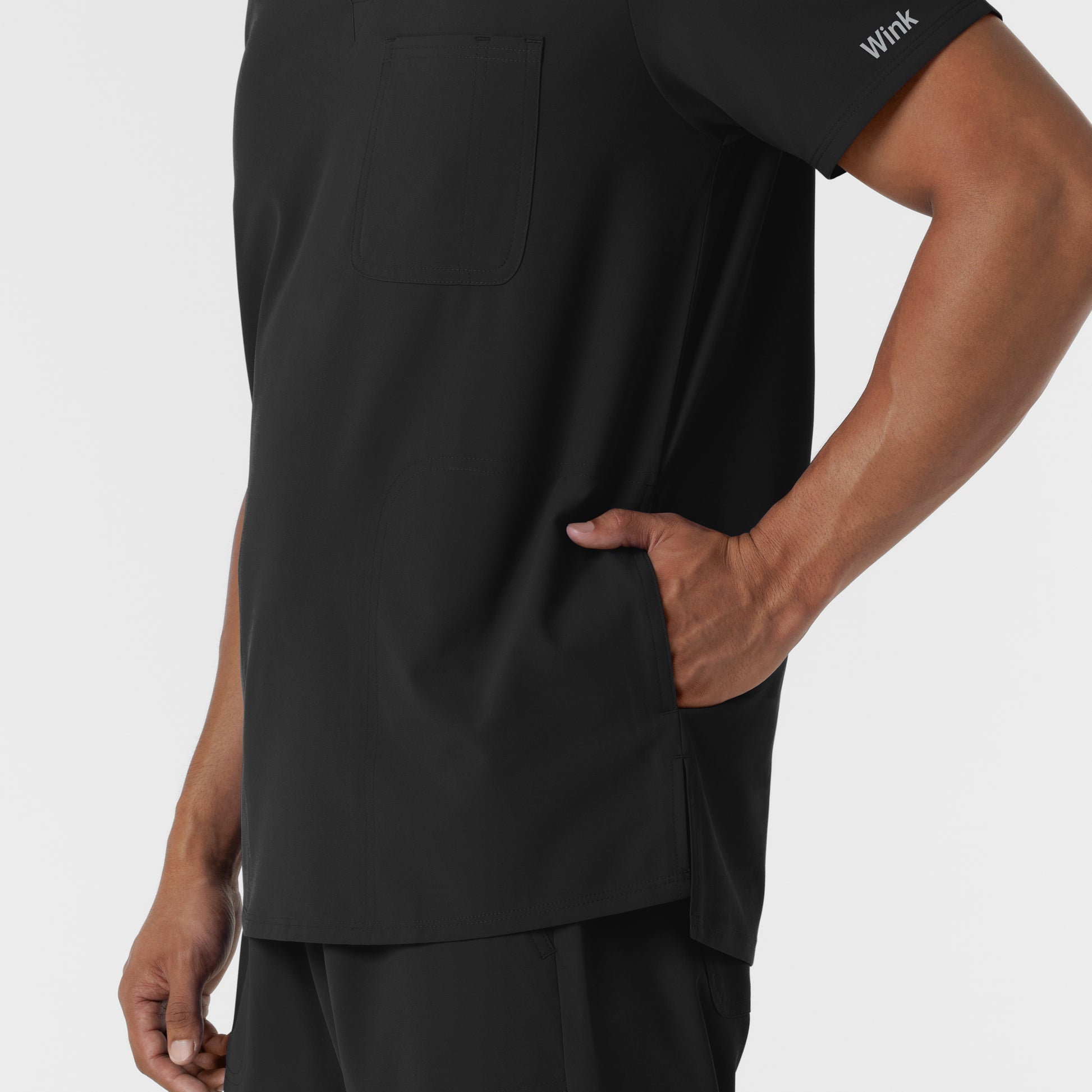 NURTUR 6380 Men's V-Neck Scrub Top Black