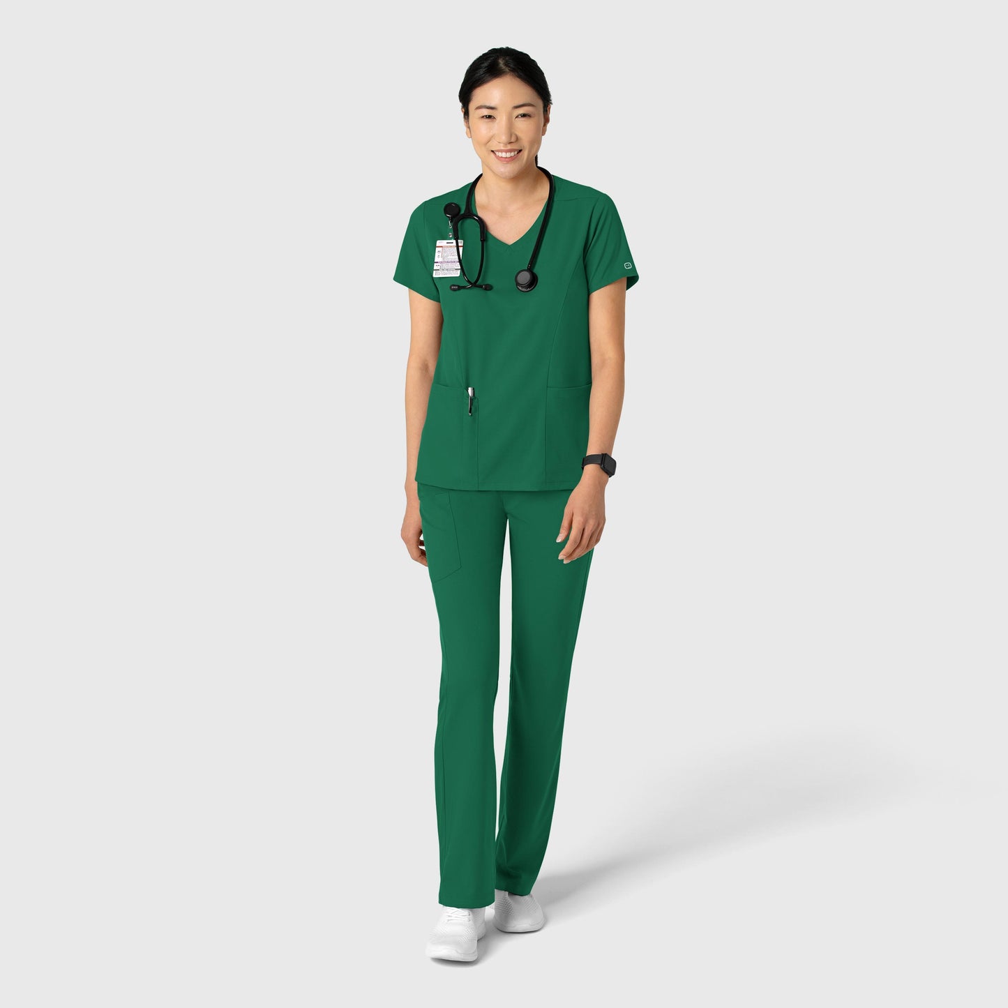 Boundless 6251 2-Pocket V-Neck Scrub Top Hunter Model Image Alternate | Wink