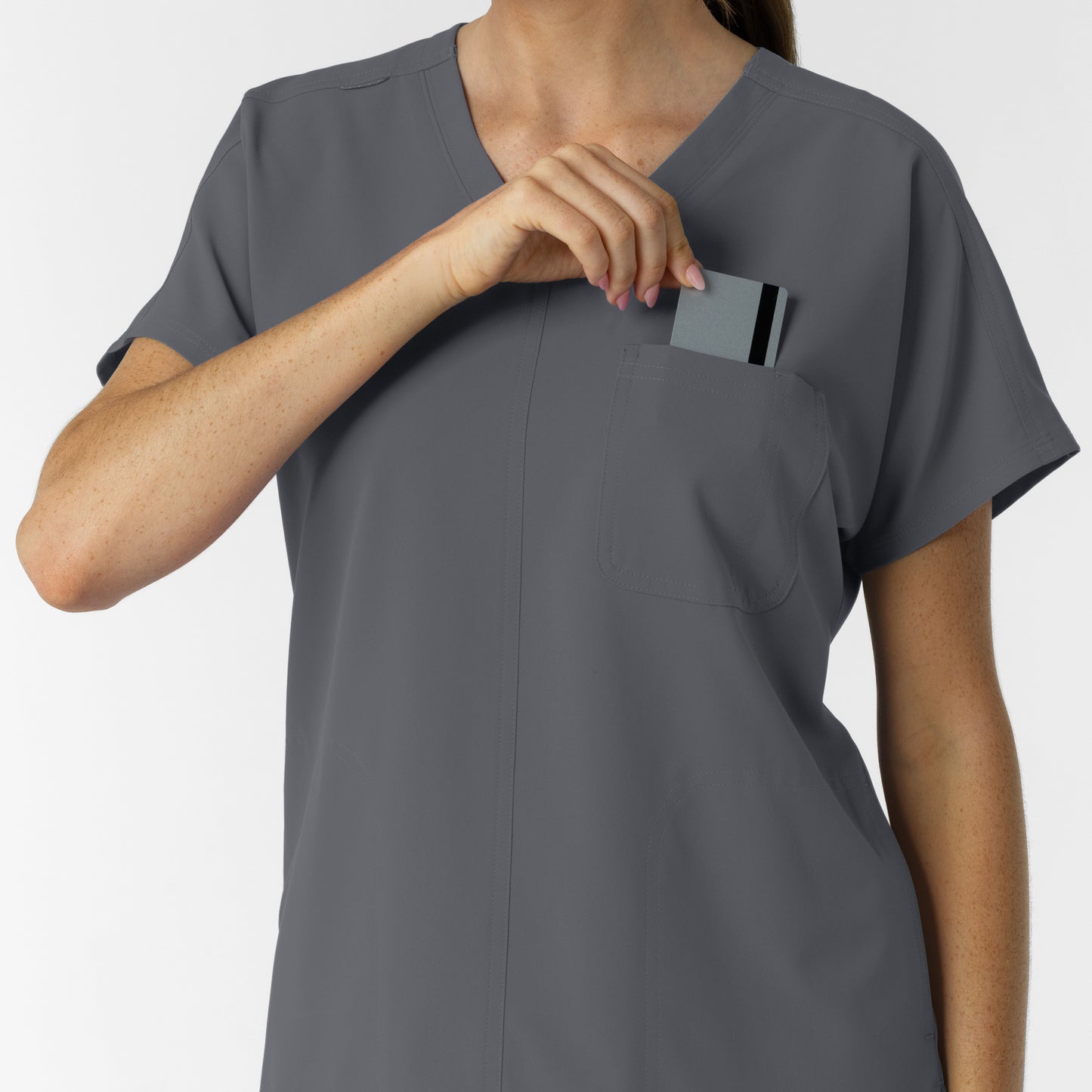 NURTUR 6280 Women's Drop Shoulder Tunic Scrub Top Pewter