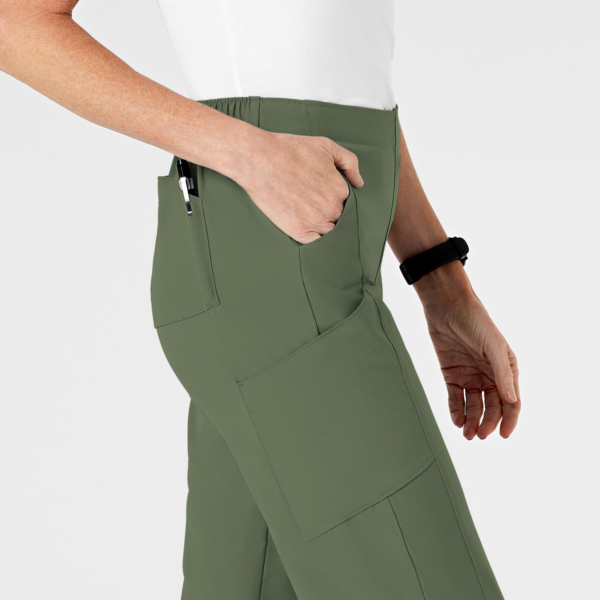 W123 5155 Flat Front Cargo Scrub Pants Olive Model Image Alternate | Wink