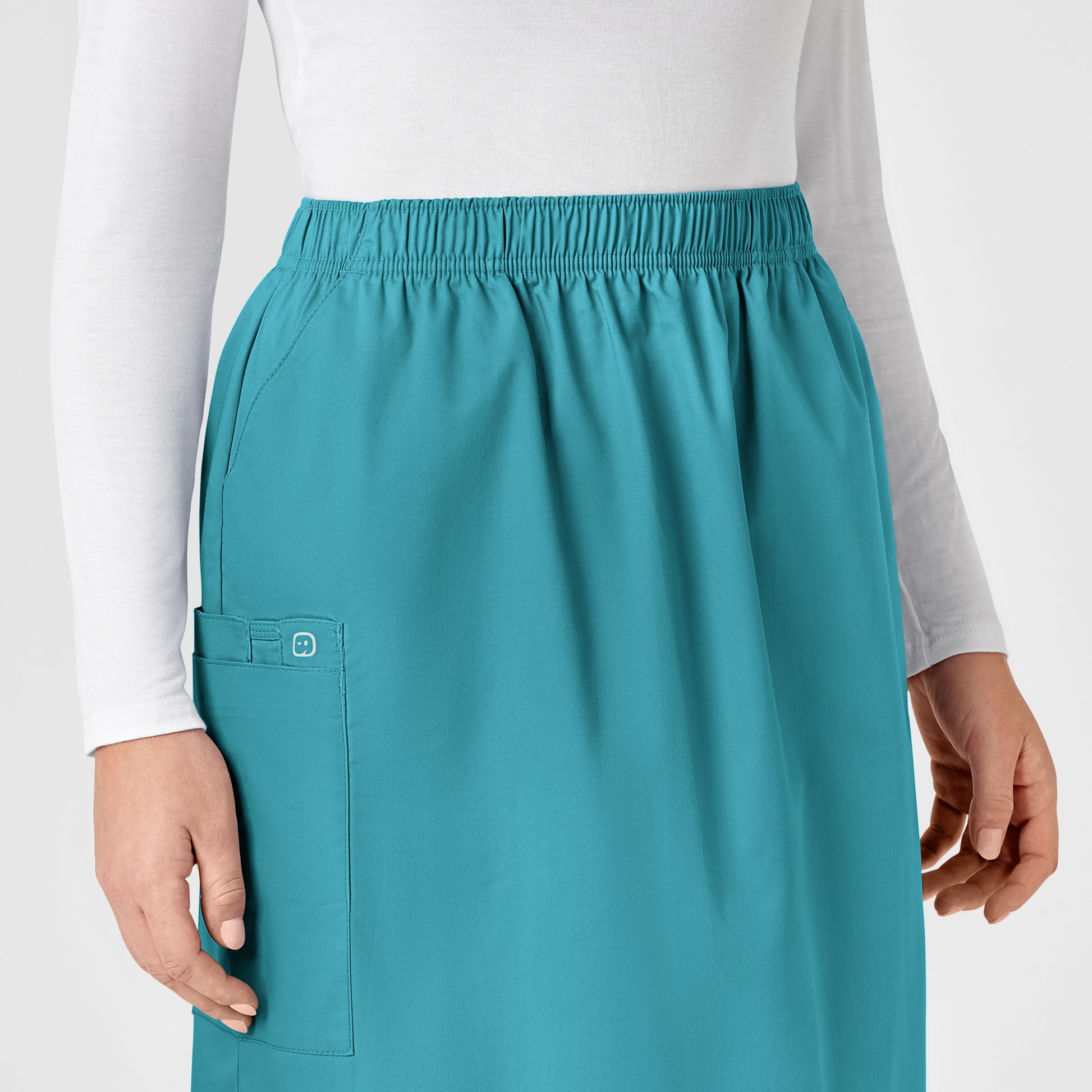 WonderWORK 701 Pull On Cargo Skirt Teal Blue Model Image Alternate | Wink