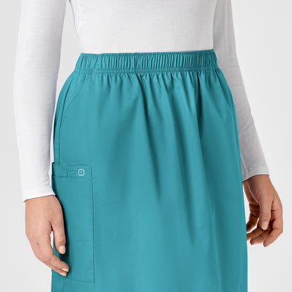 WonderWORK 701 Pull On Cargo Skirt Teal Blue Model Image Left Side | Wink