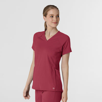 RENEW Knit 6259 Women's Flex-n-Reach V-Neck Raglan Scrub Top Ruby