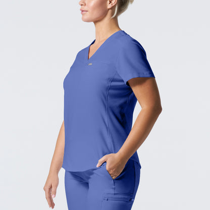 Forward LT101 Women's 2 Pocket V Neck Scrub Top Ceil Blue Image