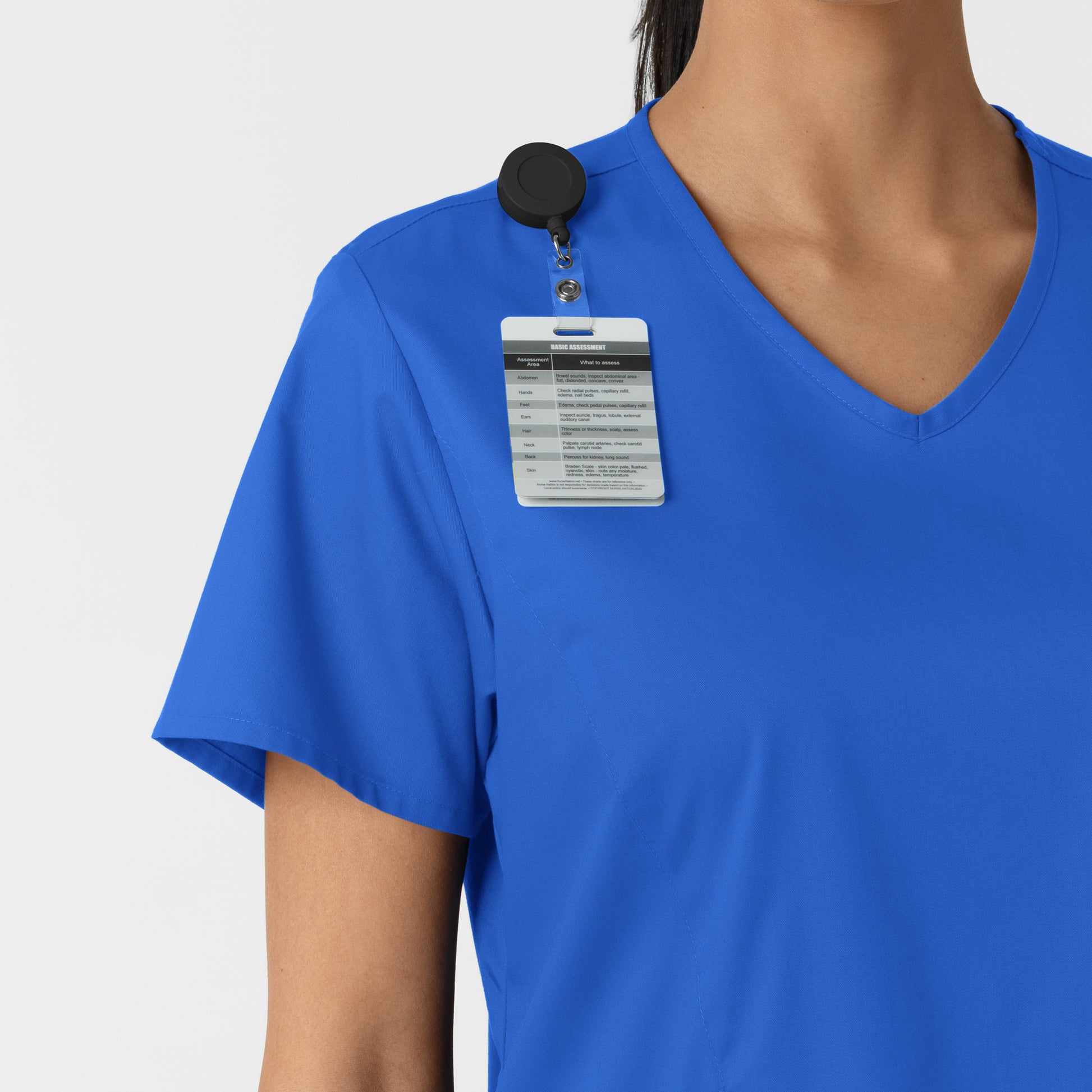 WonderWORK 106 Curved V-Neck Scrub Top Royal Model Image Alternate | Wink