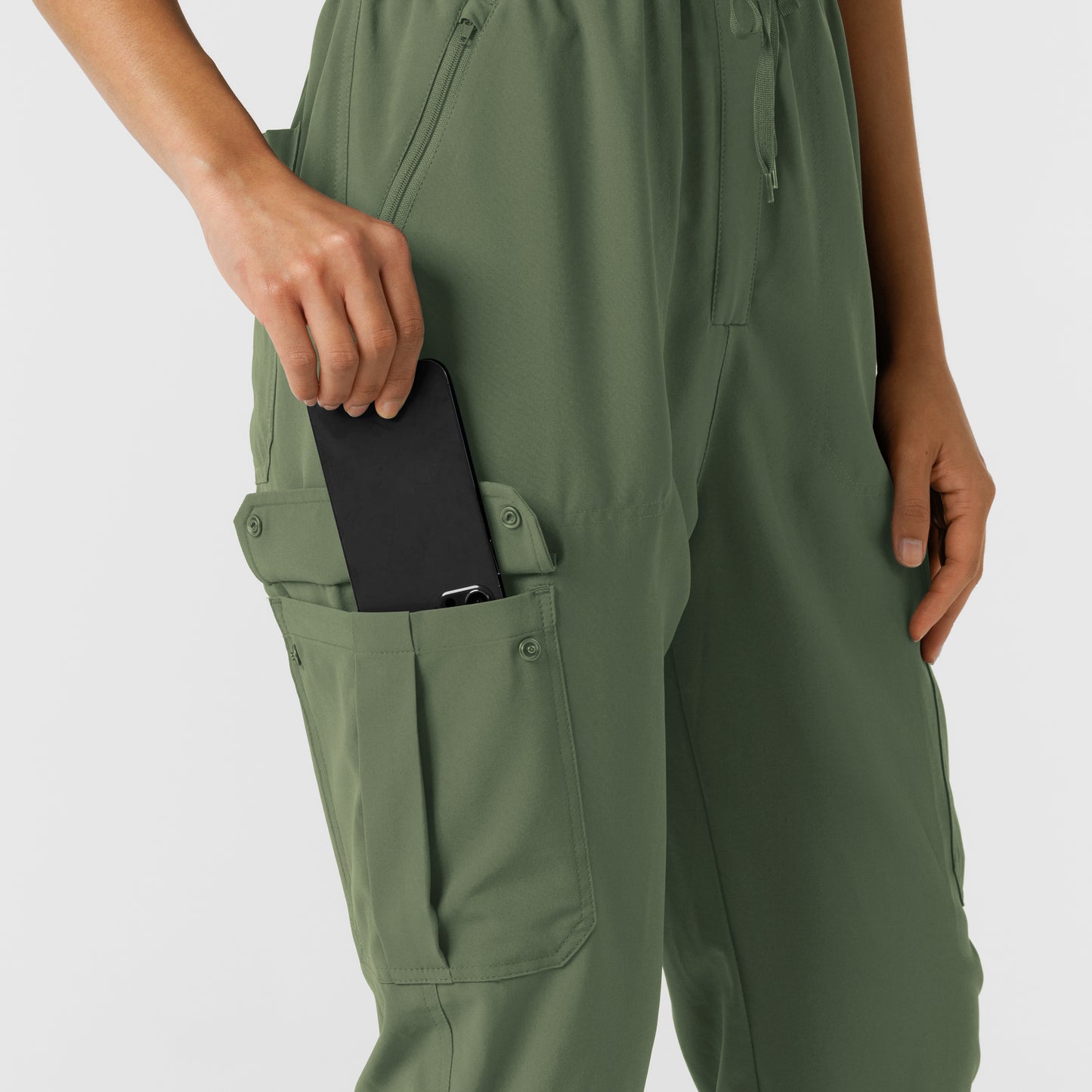 RENEW 3234 Cargo Jogger Scrub Jumpsuit Olive Model Image Alternate | Wink