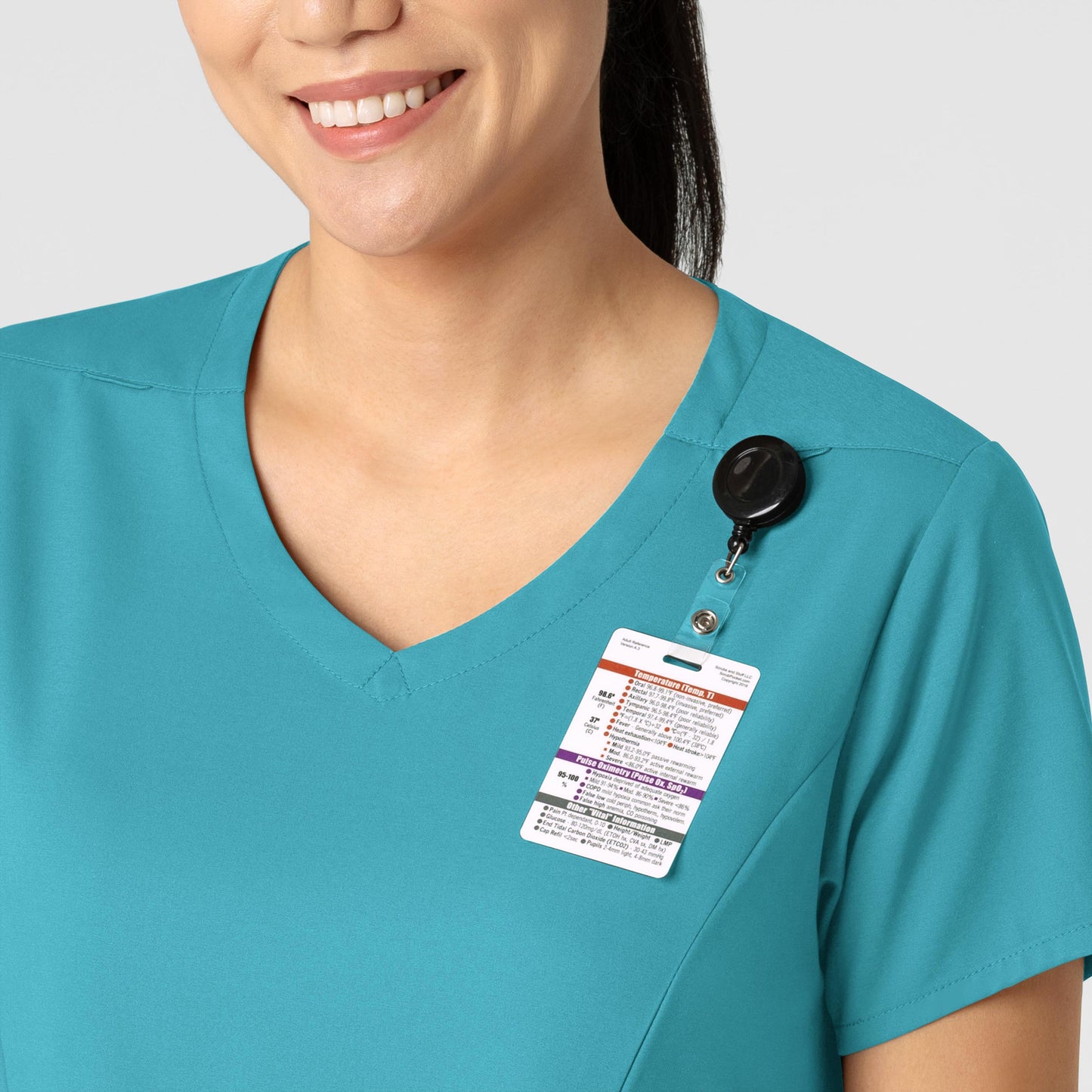 Boundless 6251 2-Pocket V-Neck Scrub Top Teal Model Image Alternate | Wink