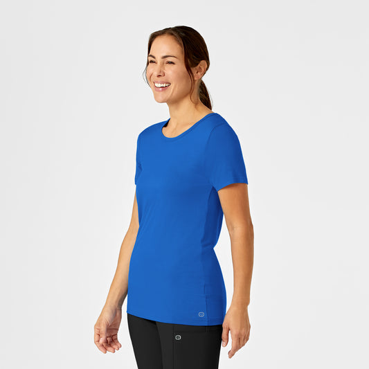 Layers 2209 Silky Knit Short Sleeve Tee Royal Model Image Right Side | Wink