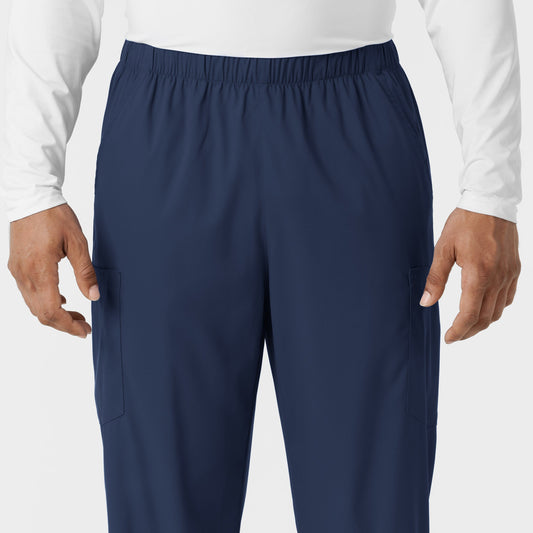 Boundless 5051 Unisex Straight Leg Scrub Pants Navy Model Image Left Side | Wink