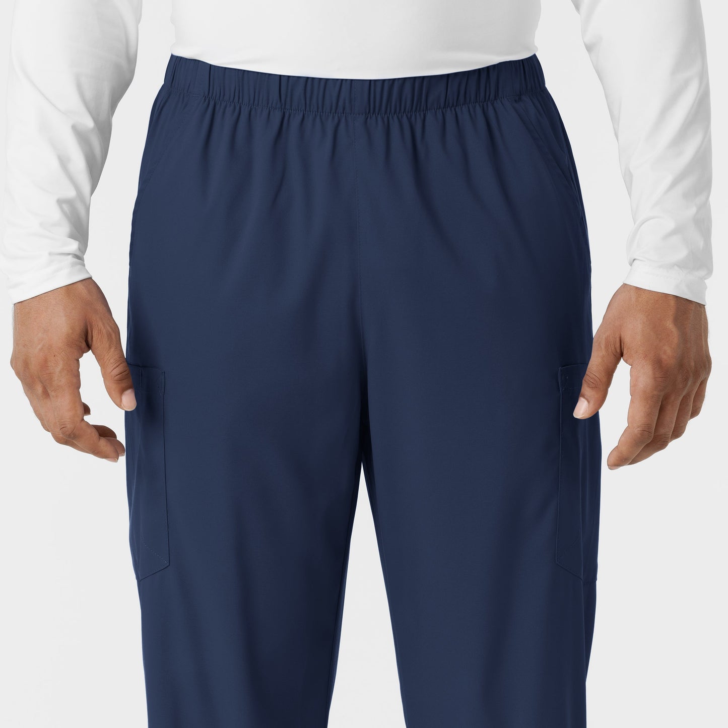 Boundless 5051 Unisex Straight Leg Scrub Pants Navy Model Image Left Side | Wink