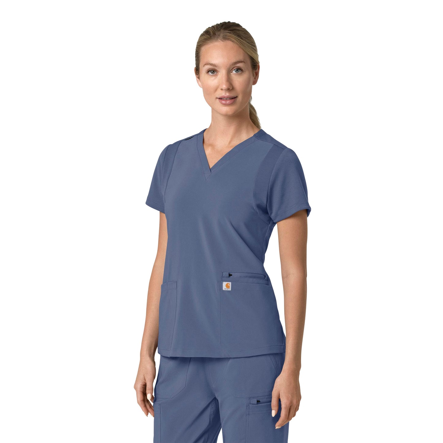 Force Cross-Flex C13210 Flex Panel V-Neck Scrub Top Riverside Model Image Right Side | Carhartt