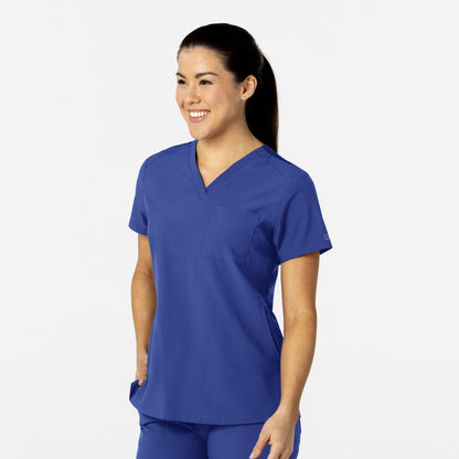 W123 6045 Women's Flex-n-Reach V-Neck Scrub Top Galaxy Blue