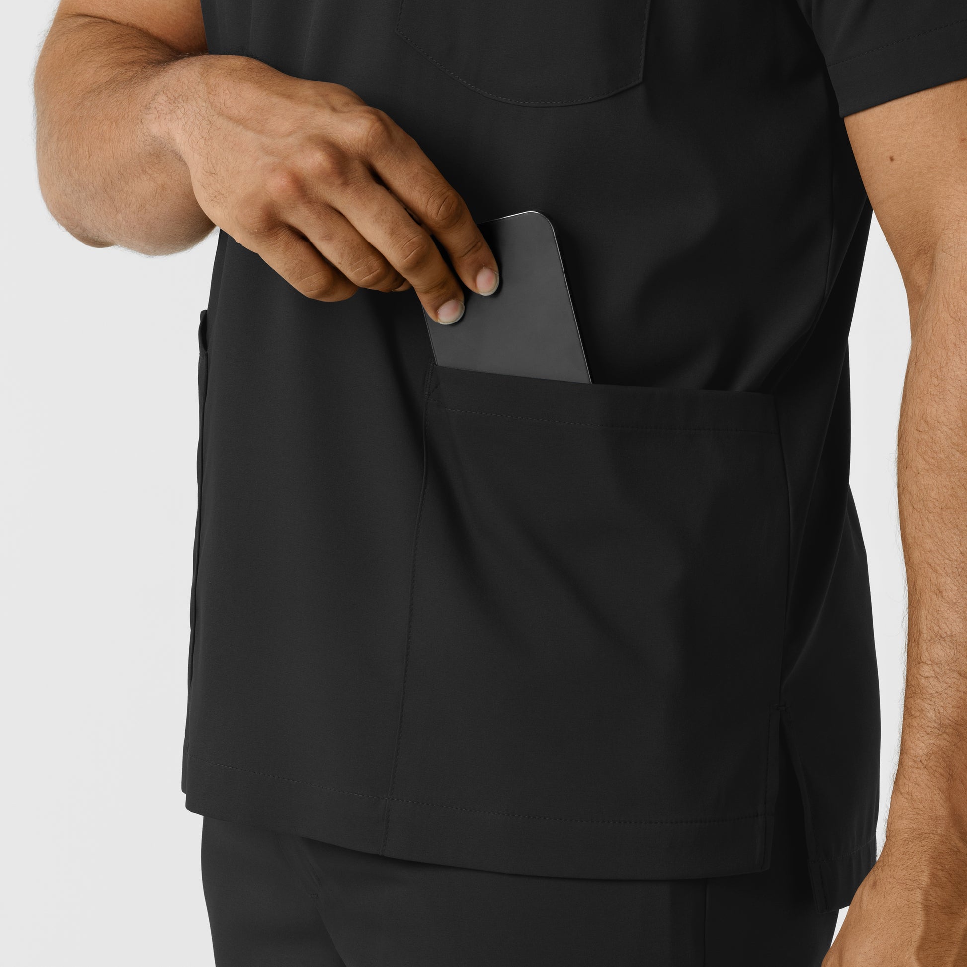 Boundless 6351 Men's Multi Pocket V-Neck Scrub Top Black Model Image Alternate | Wink