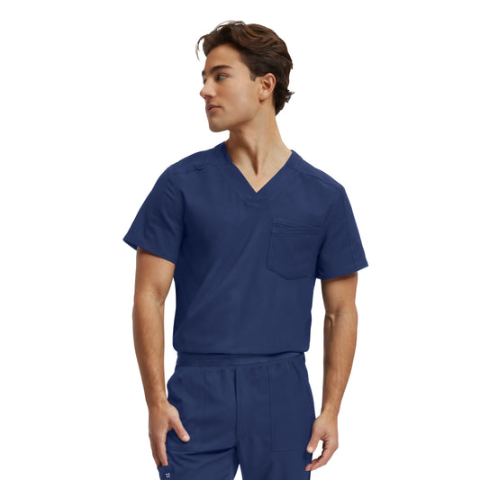 VIBE WT150 Men's 2 Pocket V Neck Scrub Top Navy Image