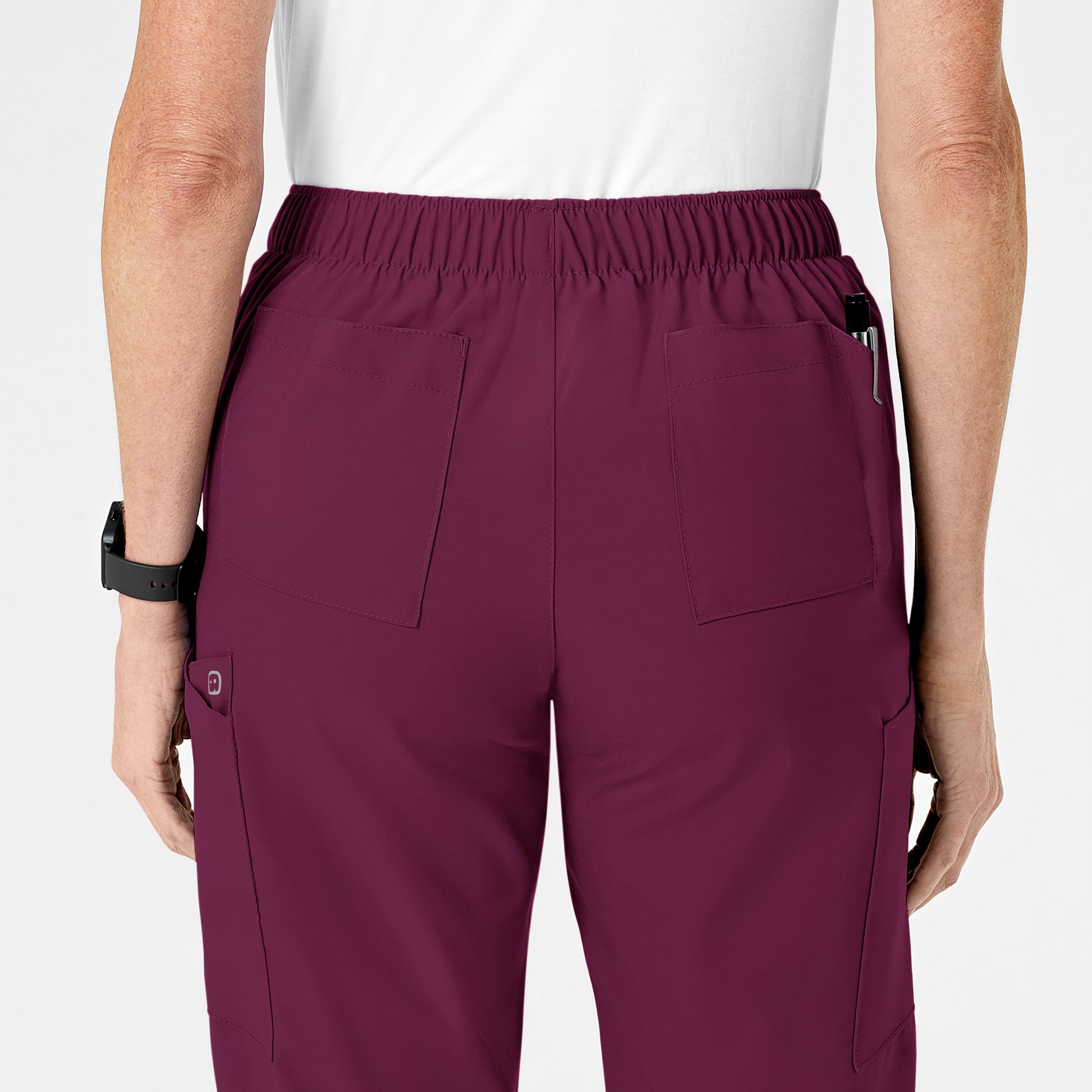 W123 5155 Flat Front Cargo Scrub Pants Wine Model Image Alternate | Wink