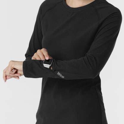 Layers 2139 Watch Window Long Sleeve Underscrub Top Black Model Image Alternate | Wink