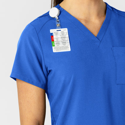 W123 6045 Flex-n-Reach V-Neck Scrub Top Royal Model Image Left Side | Wink